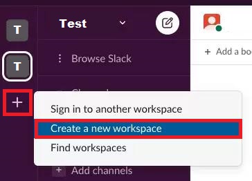 Slack Create a new workspace