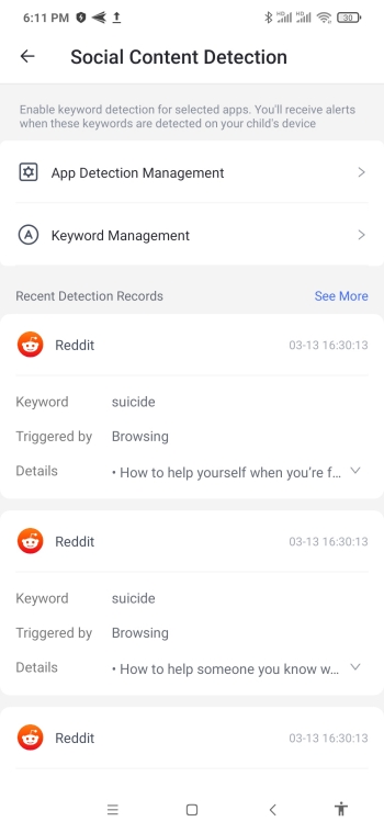 AirDroid social content detection for Reddit