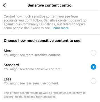 suggested content available settings