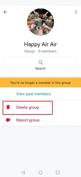 tap Delete group