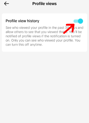 turn off profile views on TikTok