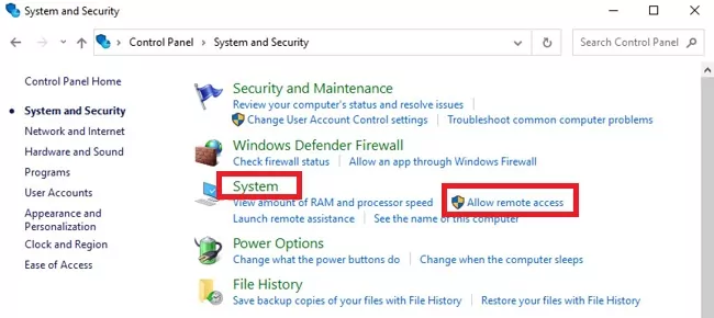 Windows Allow remote access