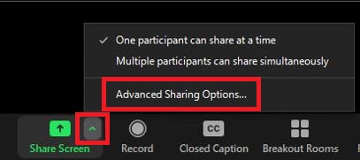Zoom Meetings Advanced Sharing Options