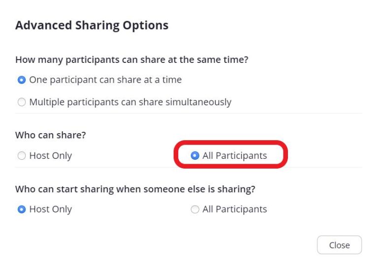 Allow All Participants to share screen