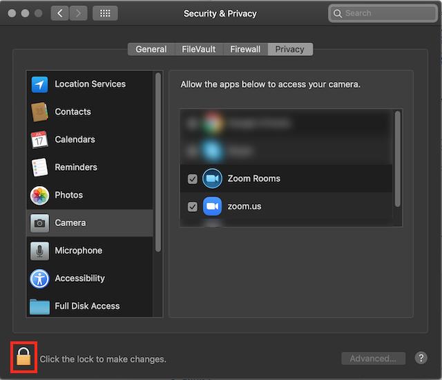 advanced security settings on Mac