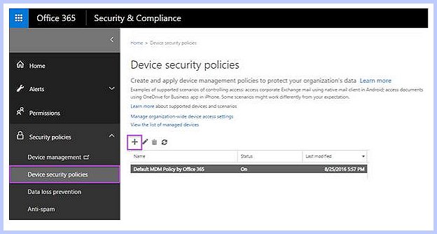 Manage device security policies 