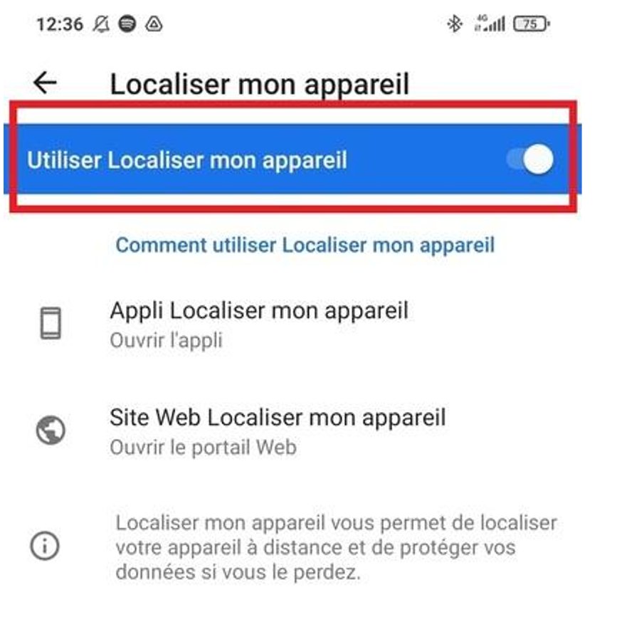 Activer l'option Localiser mon appareil