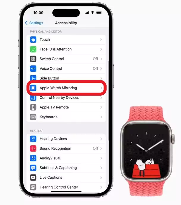 turn on Apple Watch Mirroring
