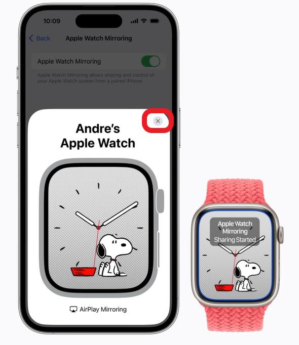 stop Apple Watch Mirroring