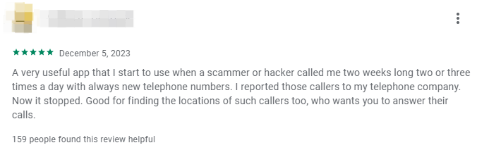 Caller ID & Number Locator positive review