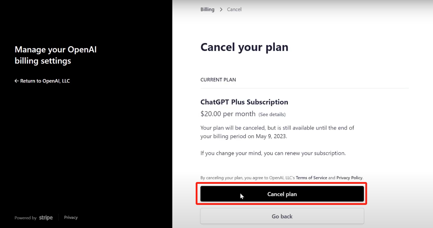 cancel chatgpt plus subscription