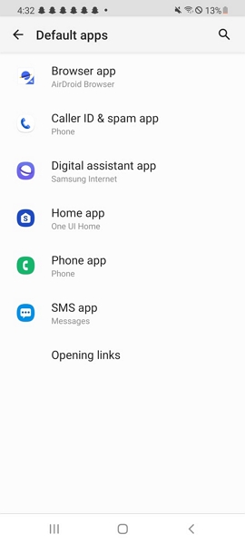 change default apps on Android