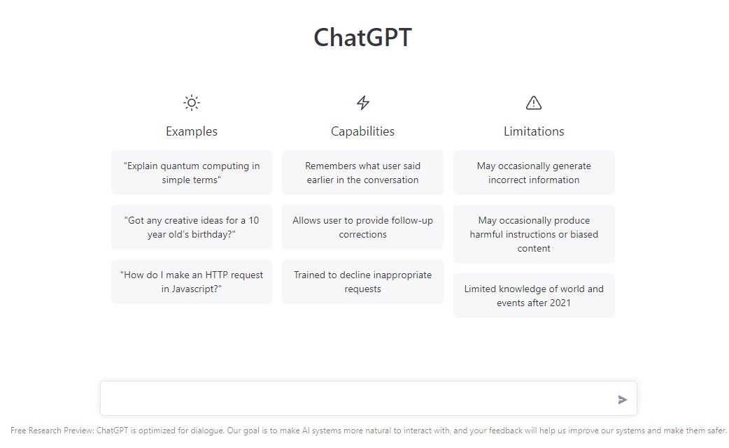 OpenAI ChatGPT AI chatbot example