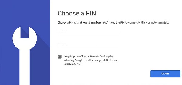 Chrome Remote Desktop Choose PIN