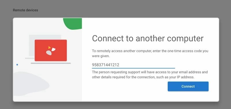 chrome remote desktop enter code