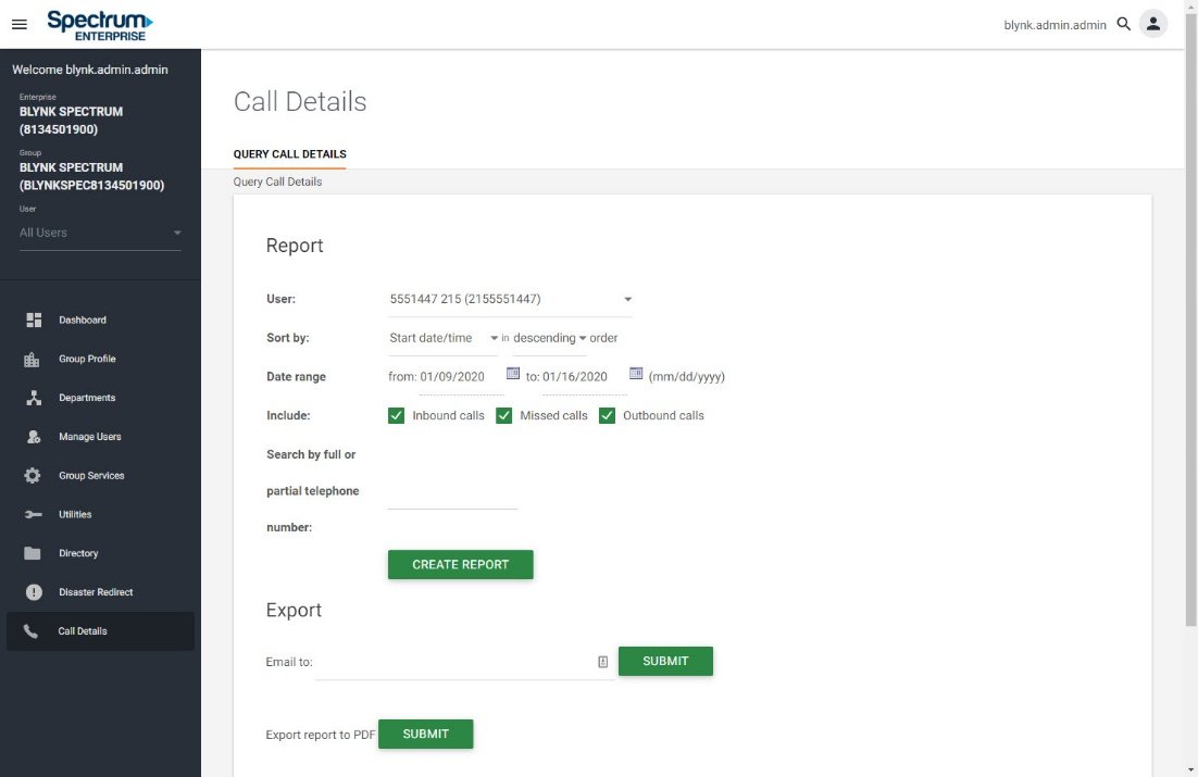 click Create Report on Spectrum