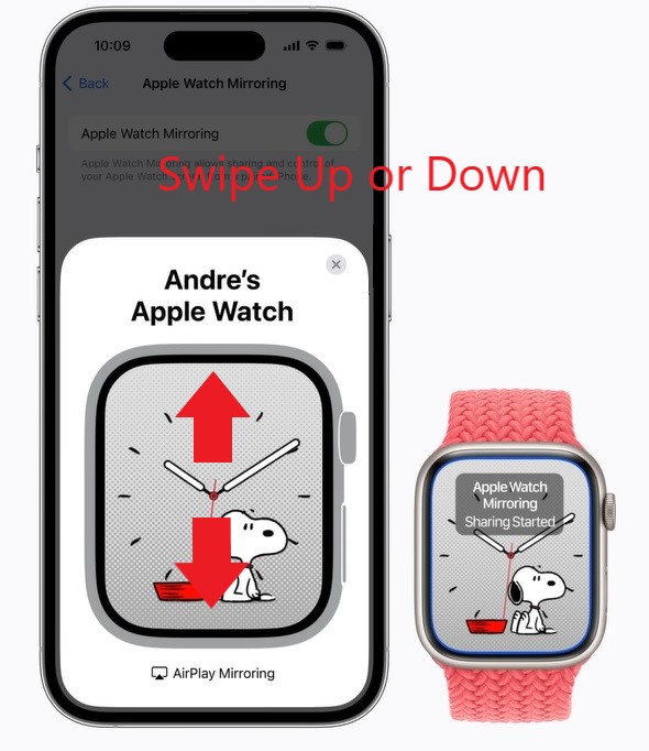scroll Apple Watch from iPhone