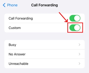 custom call forwarding on iPhone