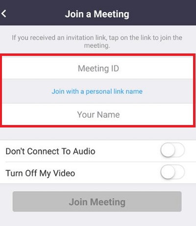 Enter Zoom Meeting ID Mobile