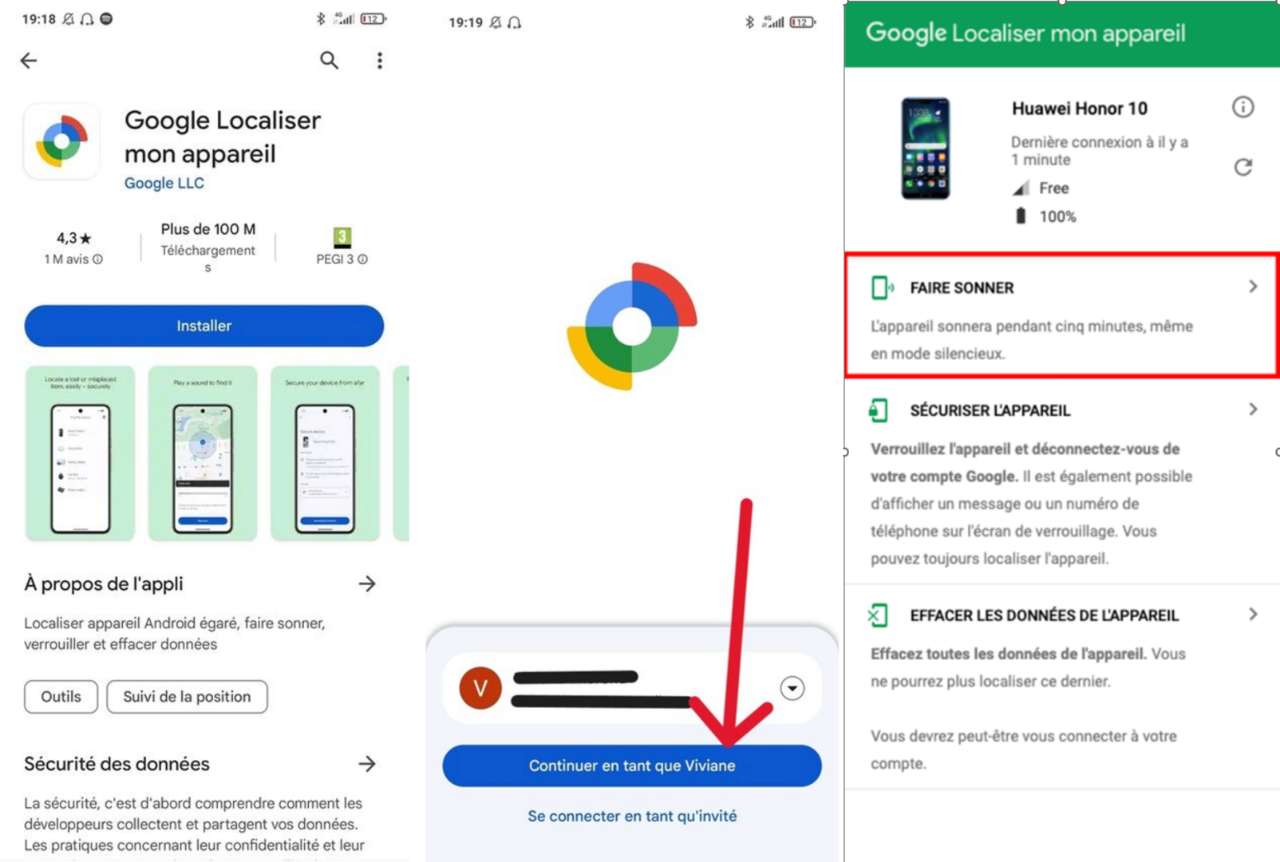 Faire sonner son téléphone Android avec Google Localiser mon appareil