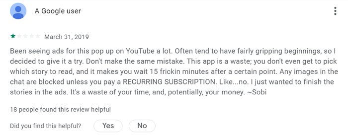 Hooked review from another Google user