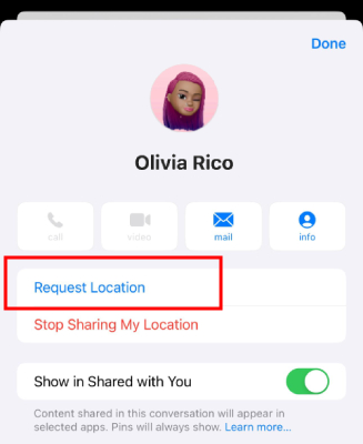 how to track person location iMessages request location