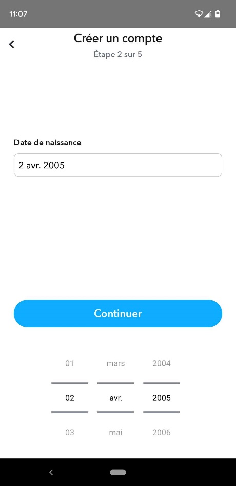 Information anniversaire du compte Snapchat