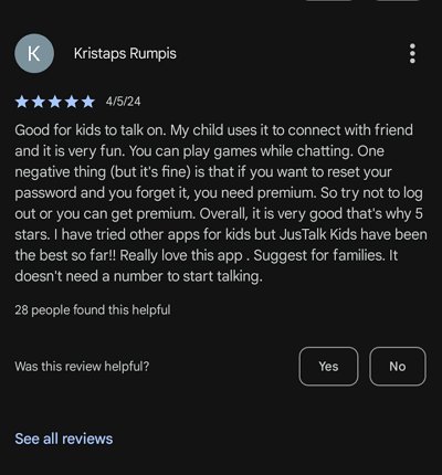 JusTalk Kids user review