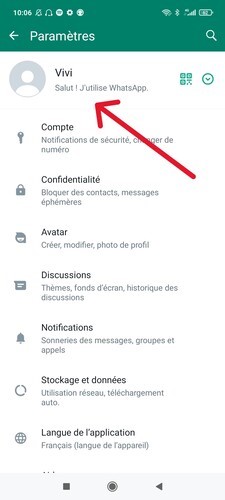 Le profil WhatsApp
