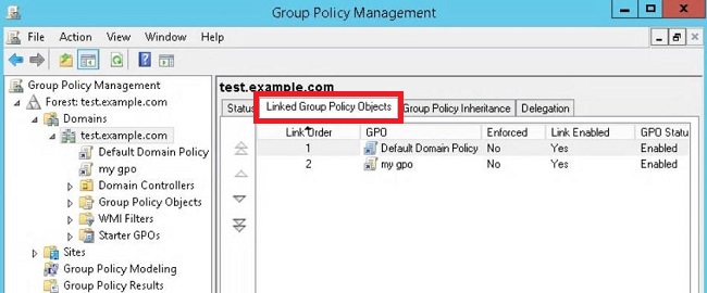 Linked Group Policy Objects