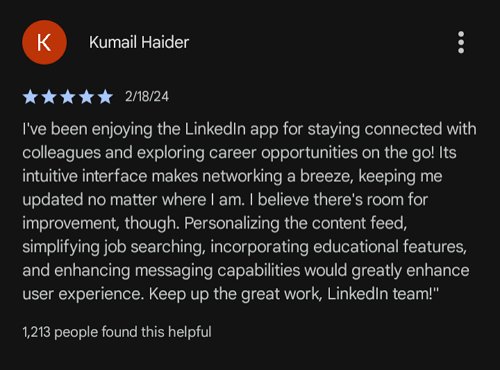 LinkedIn user review
