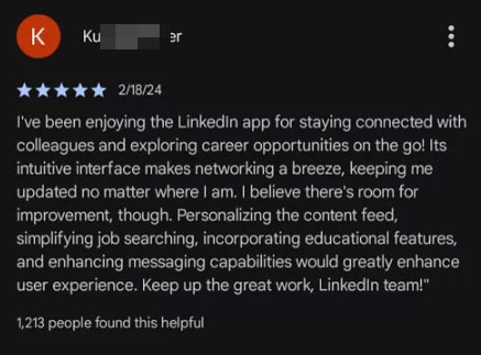 LinkedIn user review
