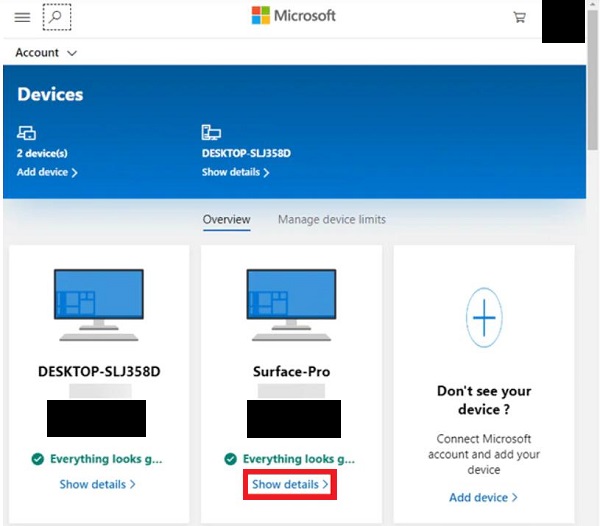 Microsoft Devices Show Details