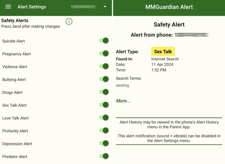 MMGuardian safety alerts