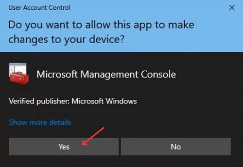 open Microsoft Management Console