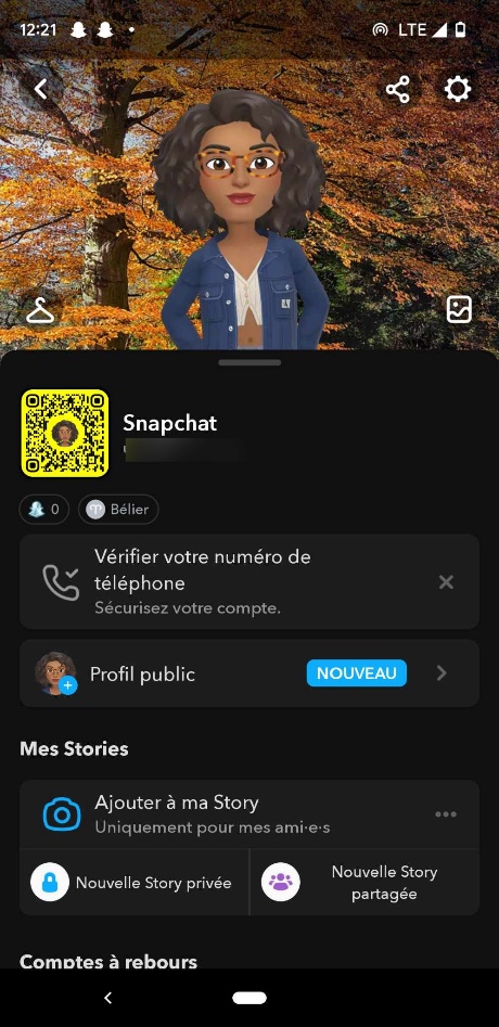 Paramètre de Snapchat