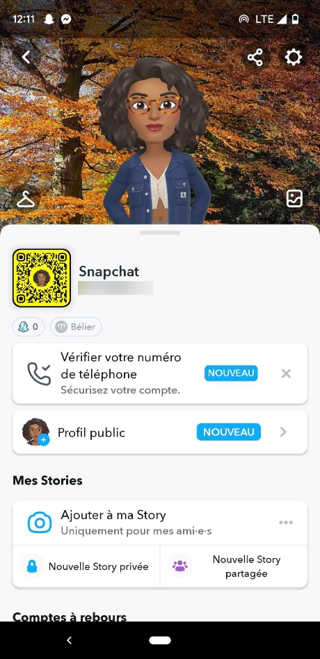 Paramètre du compte Snapchat
