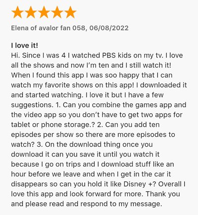 PBS KIDS Video user review