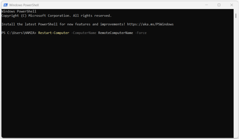 powershell restart remote computer