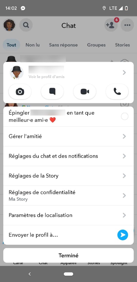 Profil d'un ami à supprimer Snapchat