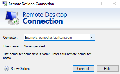 enter credentials of remote desktop