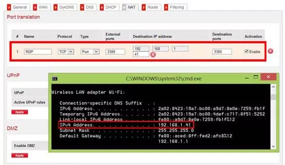 RDP port forwarding