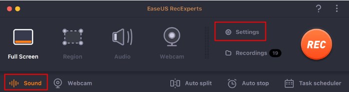 EaseUs RecExperts recording settings