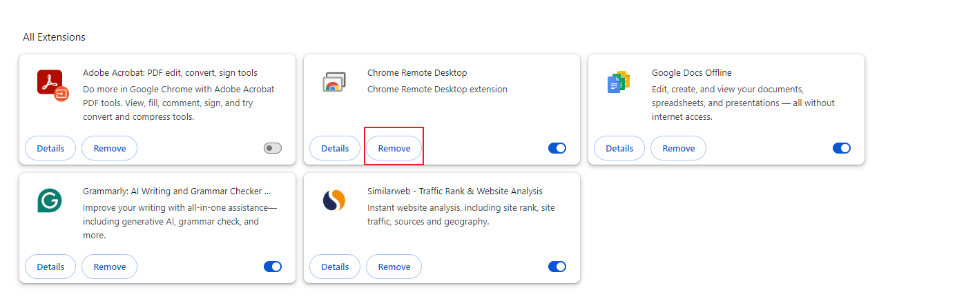 remove Chrome remote desktop
