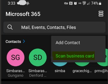 Scan business card in Outlook