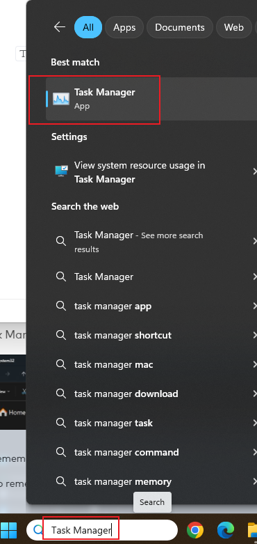 search for task manager