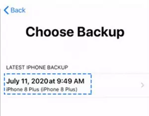 select iCloud backup