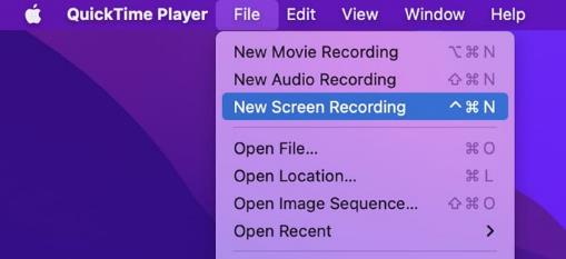 Select Screen Recording on QuickTime Player