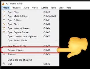 Select Convert/Save on VLC