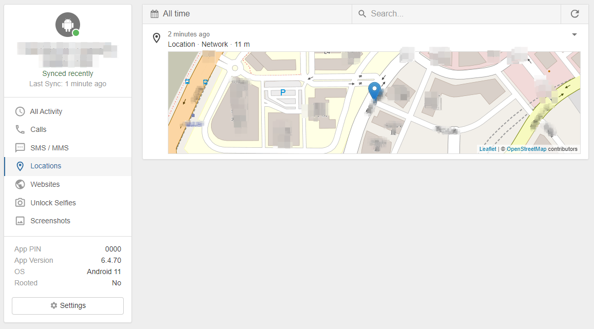 Snoopza location tracking